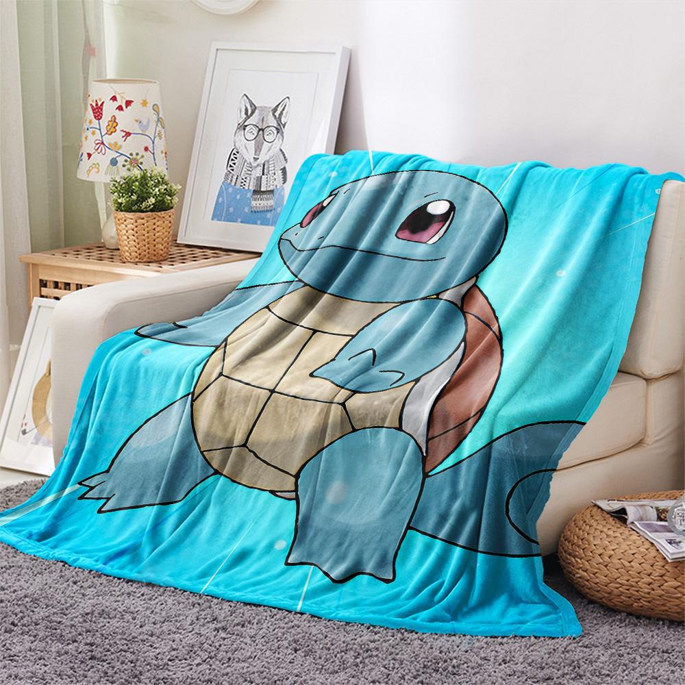 Süße Squirtle-Print Flanelldecke, Hohe Qualität, Bequem für alle Jahreszeiten, Heimdekoration, Wärme und Komfort