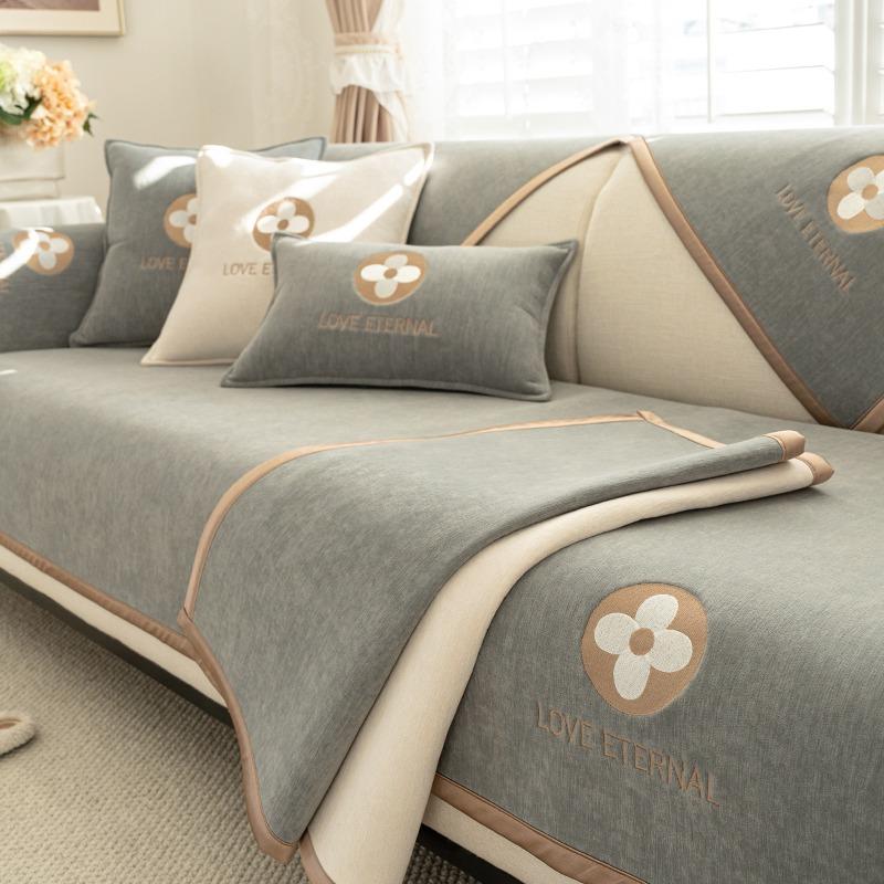 Baby Velvet Sofa Cushion, Universal Anti-slip Cushion for All Seasons, Simple, Modern, Fresh, High-end Sofa Cover, Full Cover Cloth