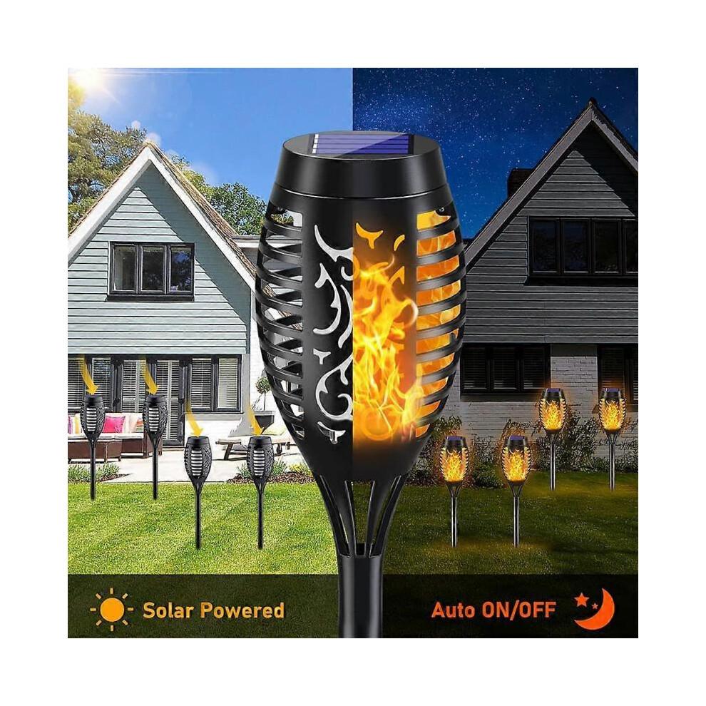 4 Stück 33 LED Solar-Gartenleuchte Multifunktionale Flammen-Wandlampe Wasserdichte Terrassen-Dekoration