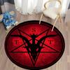 Mysterious Retro Black and Red Ram Head Printed Rug Modern Home Four-season Decor Mat Round Carpet for Home Sofa Bedroom, Gift