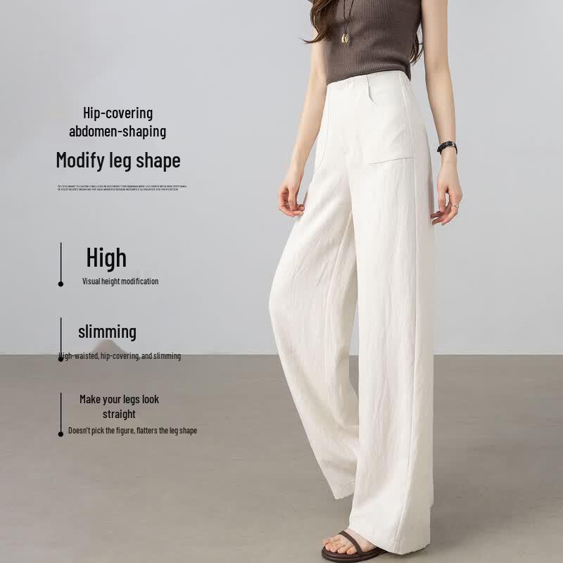 Premium Linen Blend High-Waist Casual Pants