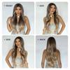 ALAN EATON Ombre Brown Blonde Wave Wigs for Women Synthetic Hand-tied Hairline Part Lace Wig Natural Looking Heat Resistant Wig