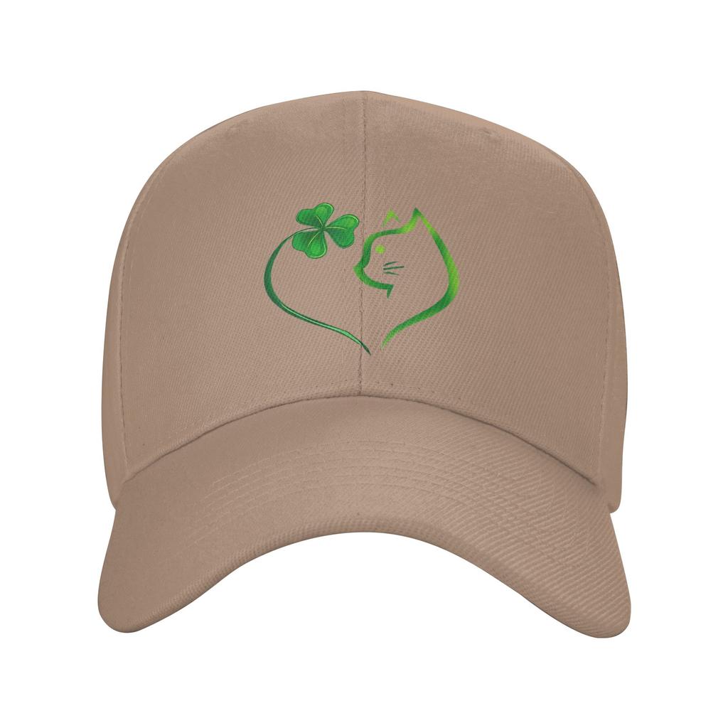 Shamrock Cat Heart St Patricks Day Cat Lovers Cat Mom Baseball Cap Summer Trucker Hat Sunscreen Snapback Cap Women Baseball Cap