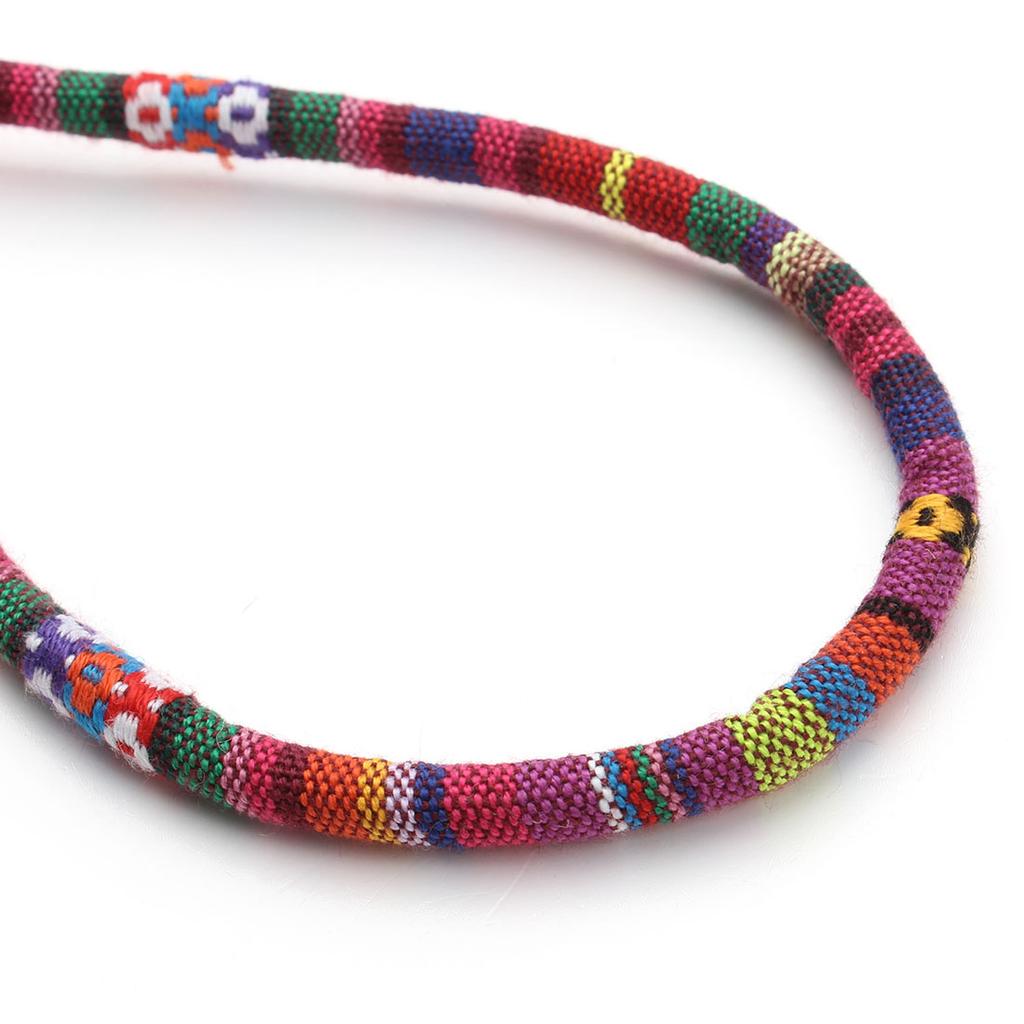 Louleur Twisted Cords Rope Colorful Handmade Fabric Ethnic Rope Cotton Cord Embroider Cords for Jewelry Making DIY Bracelet