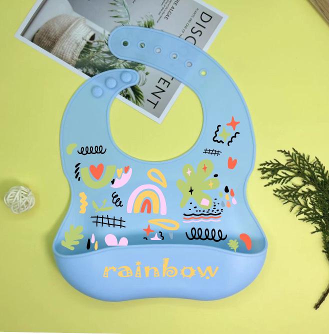 Waterproof Silicone Baby Bib - Large, Wash-Free, Drool & Meal Bib for Newborns and Children