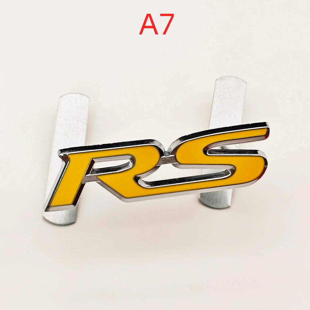 3D Metal Car Front Grille Emblem RS Logo Badge Rear Trunk Fender Sticker