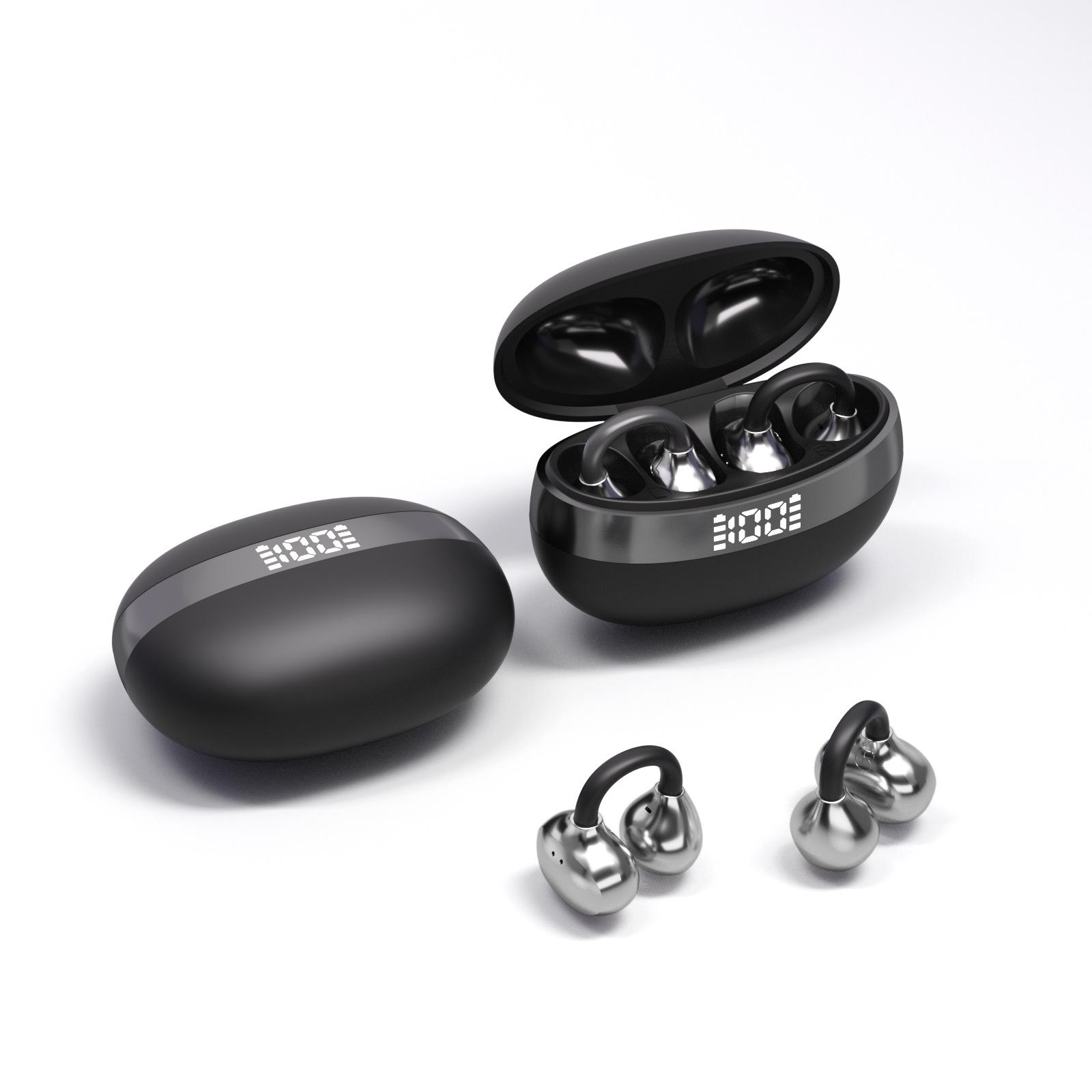 

YU7 Bluetooth Earphones: Non-In-Ear, Dual Ear Clip-On, Bone Conduction, Digital Display for Stable, High-Quality Sound in Sports & Running. чорний