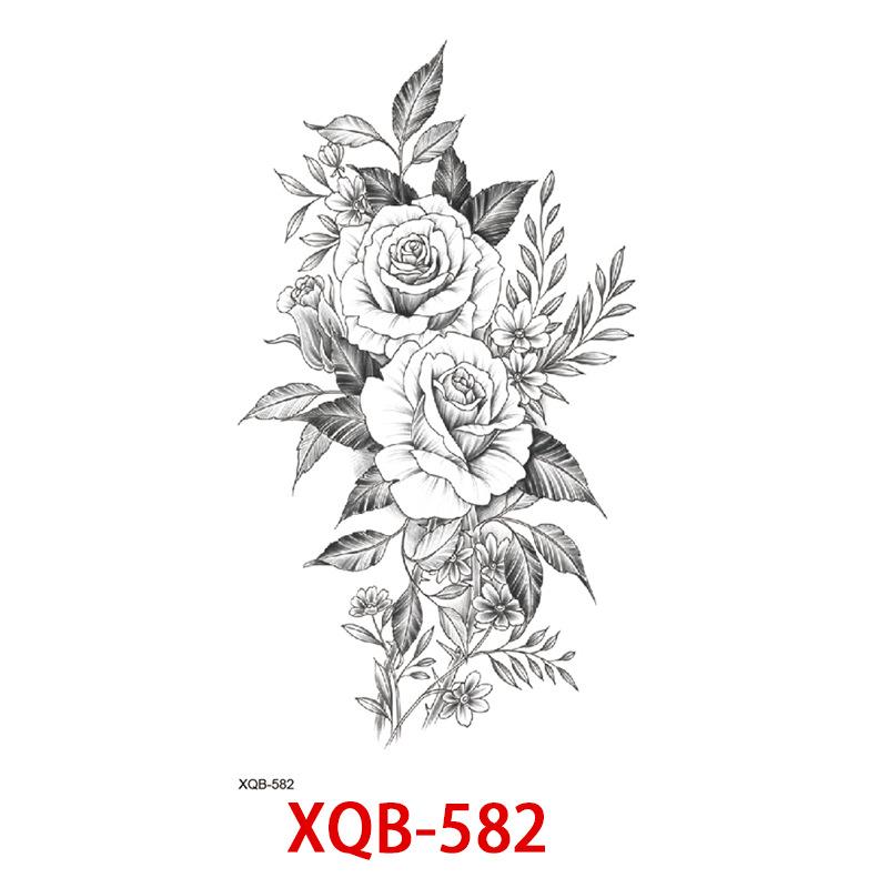 Small Full Arm Tattoo Sticker, Flower Letters, Plain Flower Tattoo Sticker Tattoo