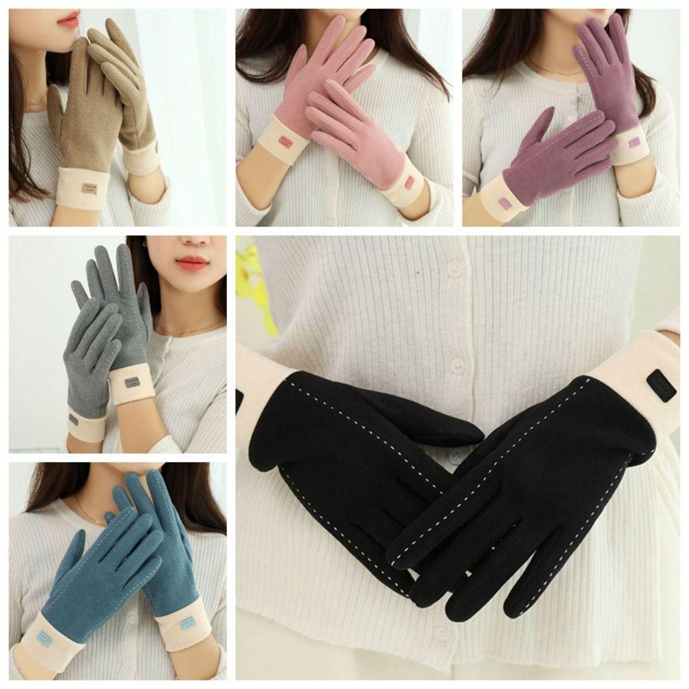 Keep Warm Plush Mittens Solid Color Gloves Sweet Winter Velvet Gloves Autumn