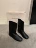 French Minimalist Sleeve Round Head High Boots New Flat Bottom Square Head Loose Knight Boots Women's Knee Boots