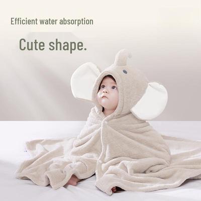 Super Soft Hooded Children's Coral Fleece Bath Towel Poncho - Thick, Absorbent, and Quick-Drying Baby Bathrobe
