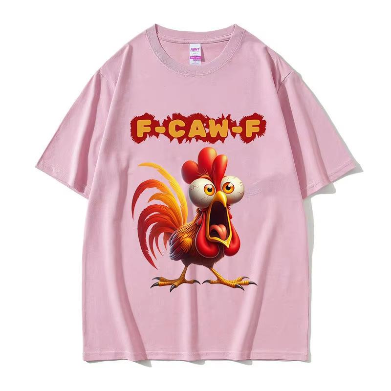 F Caw F Chicken Vtipné kohoutí meme Tričko Pánské Dámské Vintage Vysoce kvalitní Trička z čisté bavlny Letní Ležérní Nadměrné tričko