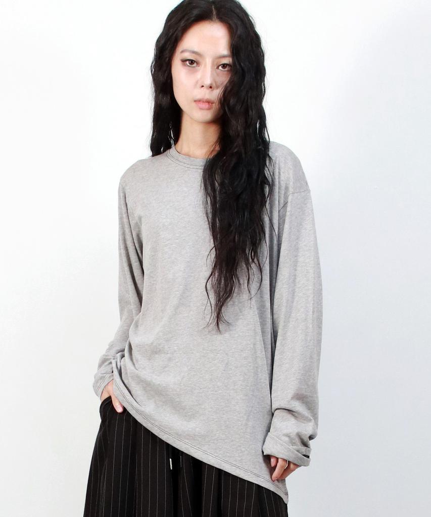 Deumakeu Diagonal Stitch Medium Fit Long Sleeve Gray