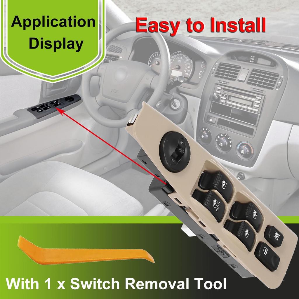 93570-2F200 Interruptor Elétrico Automático de Vidro Dianteiro Esquerdo do Motorista Compatível com Kia Spectra & Cerato 2004-2009, Interruptor Mestre Elétrico de Vidro do Lado do Motorista