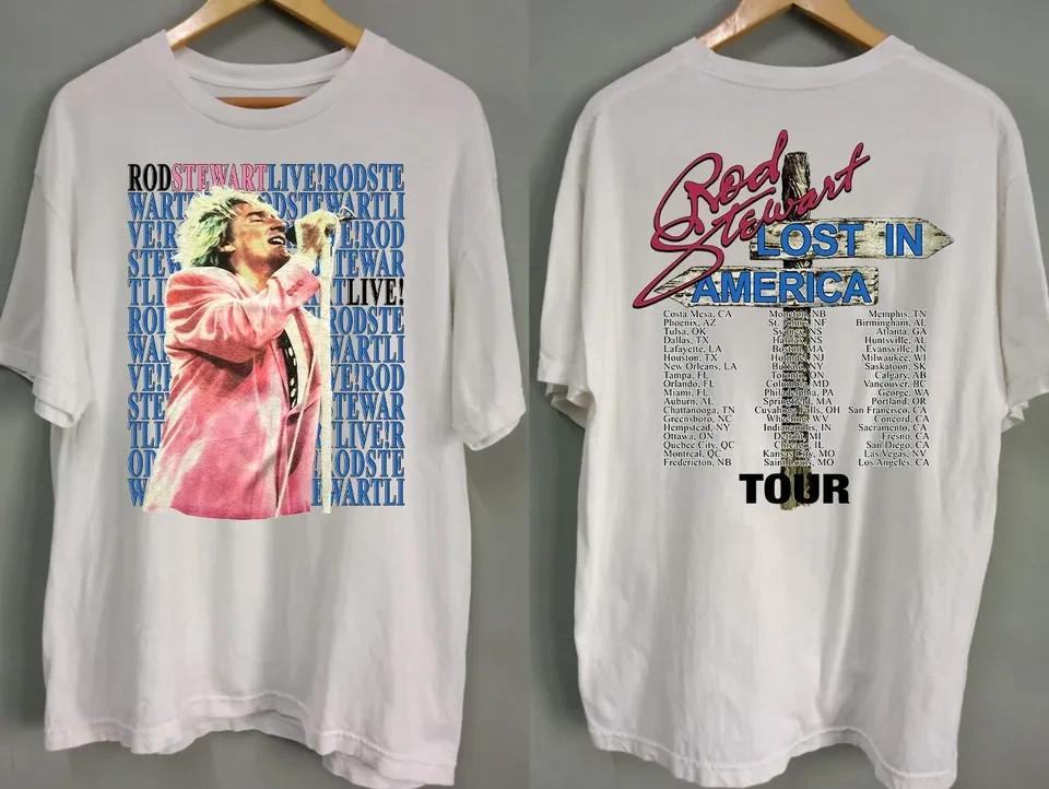 Rod Stewart Lost In America Tour 1989 T-Shirt, 80s Rod Stewart Tour Unisex T-Shirt XXXL