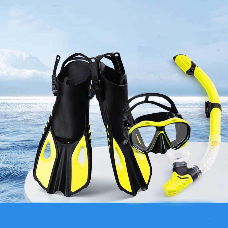 Zestaw do snorkelingu dla dorosłych z regulowanymi płetwami i maską HD