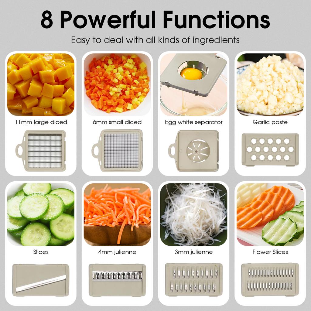 8 in 1 Multifunctional Vegetable Slicer Cutter Shredders Slicer With Basket Fruit Potato Onion Mincer Chopper Carrot Grater