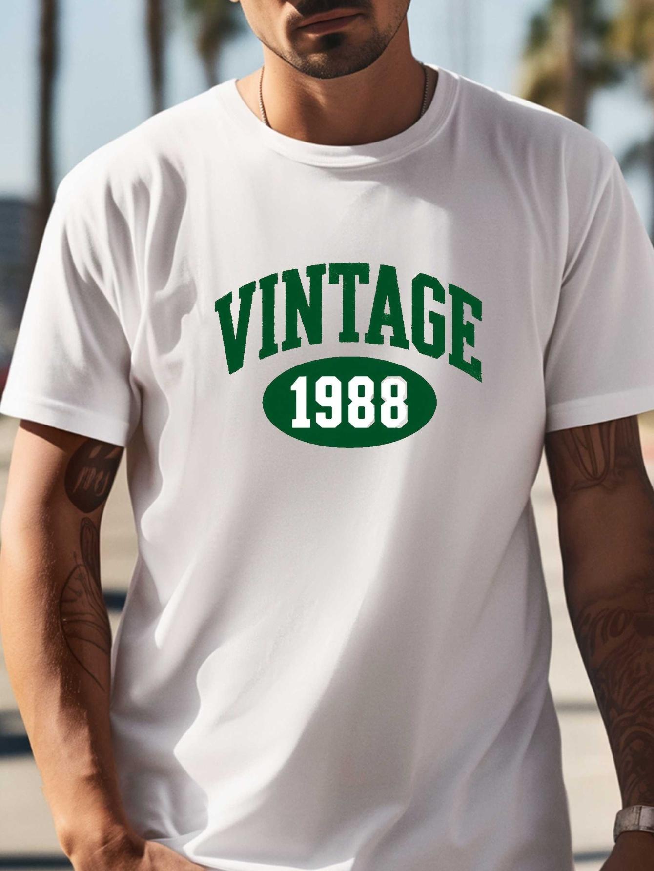 Vintage 1988 Graphic T-shirt - Navy Blue M