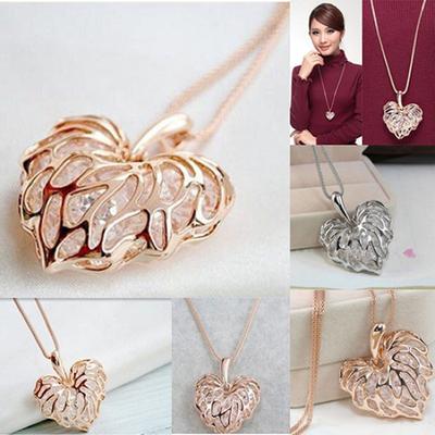 Femei Hollow Heart Bib Statement Pulover lung Lanț Colier Bijuterii
