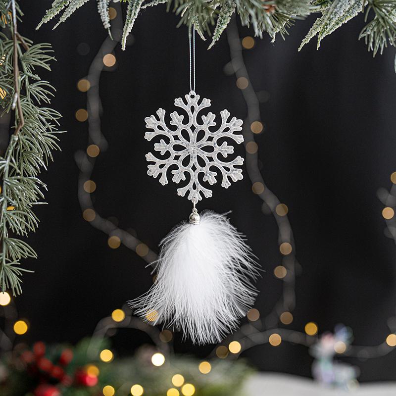 1PC Acrylic Christmas Christmas Elements Christmas Tree Pendant Decoration Atmosphere Gift Feather Decoration Holiday