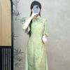 Cheongsam Abito Estivo Retro Cinese Cheongsam Verde Stile Estivo Cinese