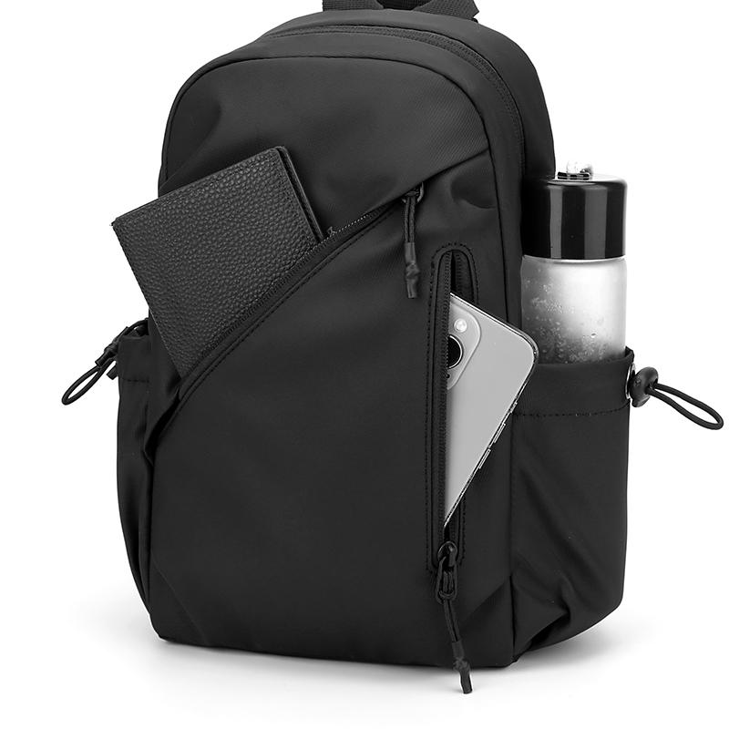Sleek Black Sling Bag Men's Waterproof Crossbody Chest Bag for Casual Travel & Daily Use