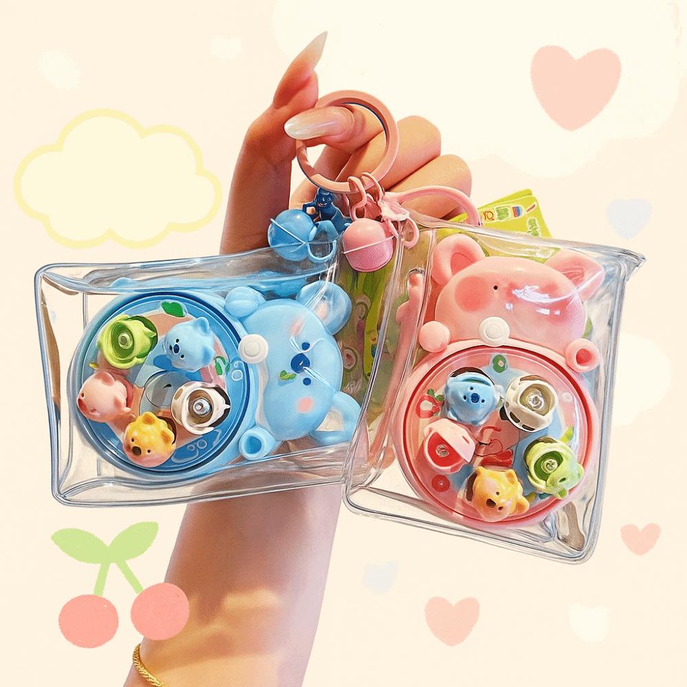 Rotating Fishing Fishing Toy Keychain Anti Loss Car Key Ring Cartoon Bag Pendant  Birthday Gift