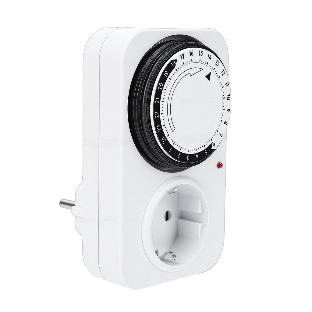 Mechanical Timer Socket with 96 Switching Segments(15 Minutes) 24 Hour Analogue Timer for Indoor Use with Child Lock