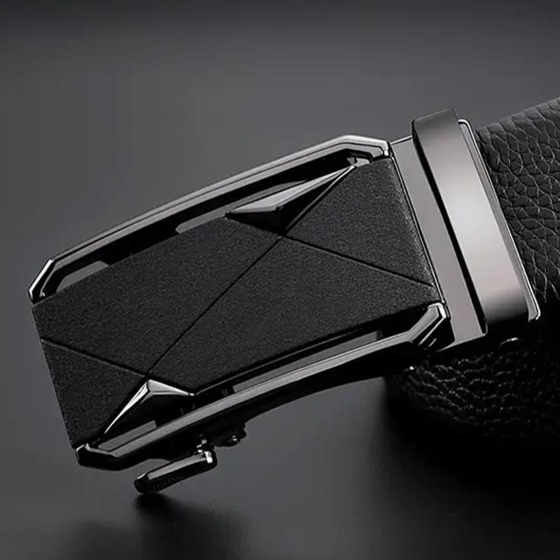 First Layer Cowhide Belt for Men New Style Matte Automatic Buckle Belt Casual Business Genuine Leather Middle Aged and Young Trousers Men