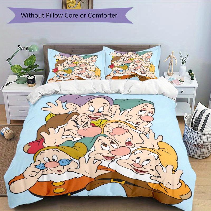 3pcs Happy Dwarfs Bedding Set, Including 1 Quilt Cover and 2 Pillow Shams, Without Filling, Soft and Comfortable Home Bedroom Fabric, Fashionable