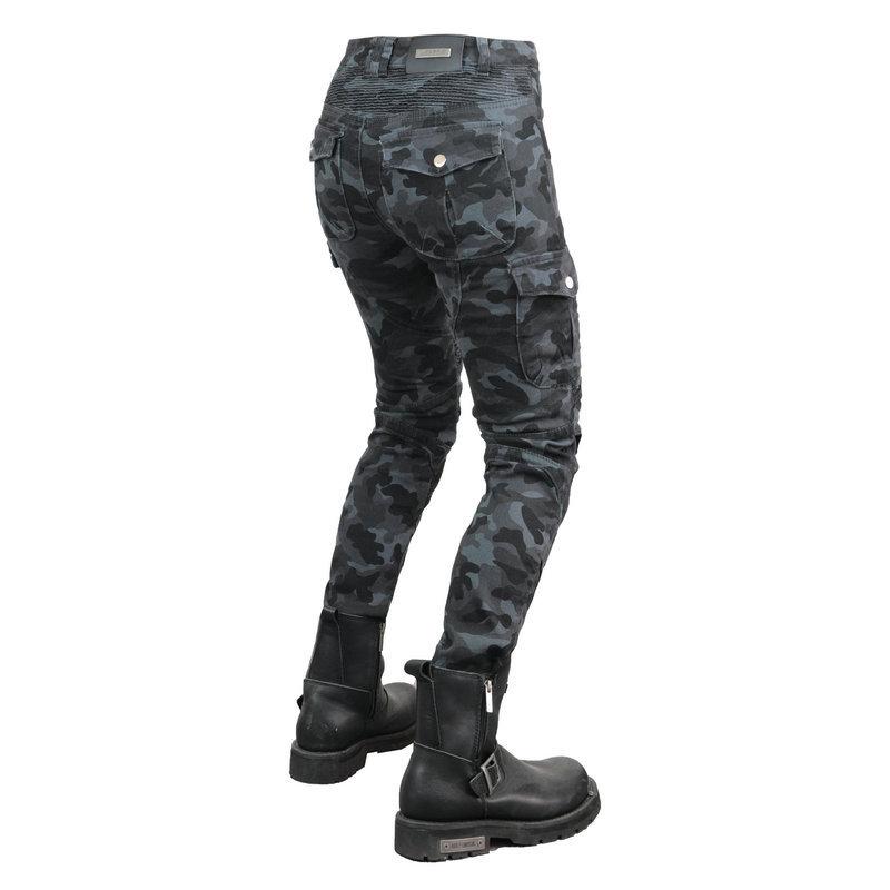 VOLERO+ג'ינס לאופנוע נשים+מכנסי מירוץ לאופנועים Camo אלסטי מכנסיים להגנה מפני נפילה+מגן שדרוג