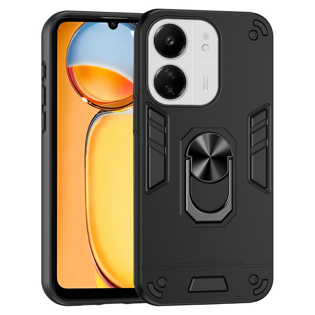 For Xiaomi Redmi 13C 5G/13C 4G/13R 5G/Poco C65 4G/Poco M6 5G Case PC+TPU Drop Defend Phone Cover with Ring Kickstand