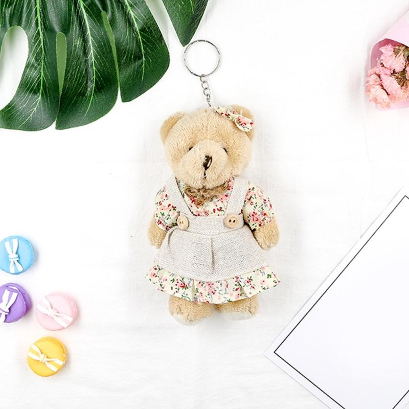 Plush-Bear Keychain Aniaml Key-Ring Hanging-Ornament Plush-Stuffed Animal Car Key-Holder for Girls Women Couple Gift