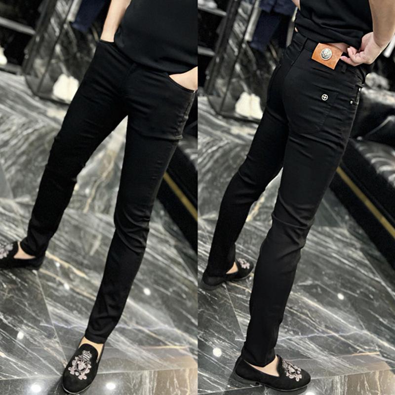 

Модные мужские черные джинсы слим-фит 2024: Европейский бизнес-кэжуал высокого класса 28 [90-105 lbs]