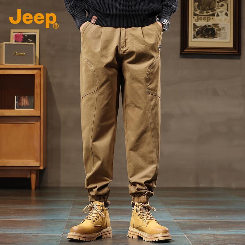 Jeep Men's Loose Fit Pure Cotton Jogger Workwear Pants