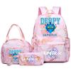 3Pcs/set Anime K-Pop Demon Hunters Printed Backpack Handbag Pencil Case for Teenager Student Bookbag Schoolbag Women Large Capacity Waterproof Bag