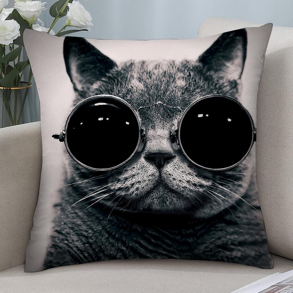 Adorable Cat Cute Pillow Case Short Plush Pillow Covers Sofa Decorative Gift Home Double-Sided Printing Cushion Cover