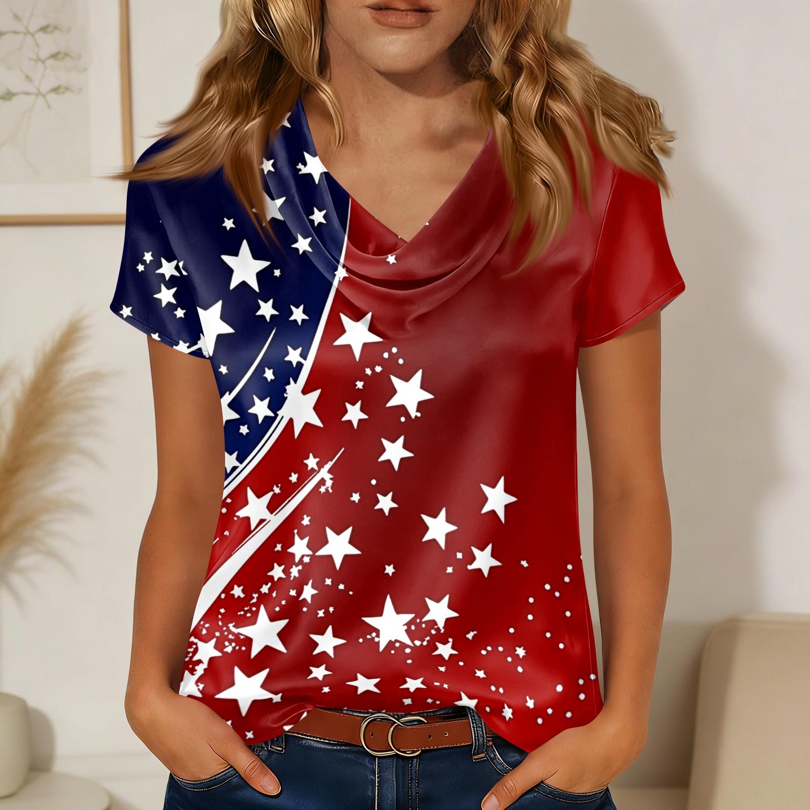 

Women s Fashionable Casual Print Short-sleeved T-shirt Top XL винний