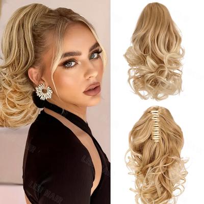 Synthetic Short Curly Wavy Ponytail Extensions Claw Clip In Hair Extensions Wig For Women Girls Hair Cosplay Wear