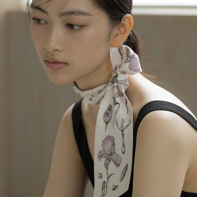 AVVINA PELLE Iris Long Twilly Silk Scarf - Violet
