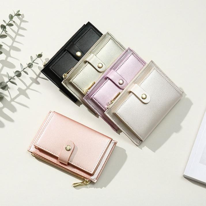 Pearl Laser Leather Zipper Women's Wallet Fashion Short Ladies Coin Purse Female Money Bag Clip Credit Card Holder