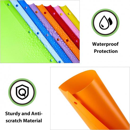 HABGP 8 Tab Dividers for 3 Ring Binder with Front Pocket, 8 Pcs Multicolor 3 Ring Binder Dividers with Tabs, Page Folder Plastic Tabbed File Dividers