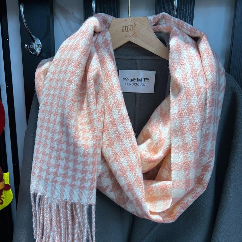 European American Plaid Faux Cashmere Scarf Couple Thick Warm Winter Scarf
