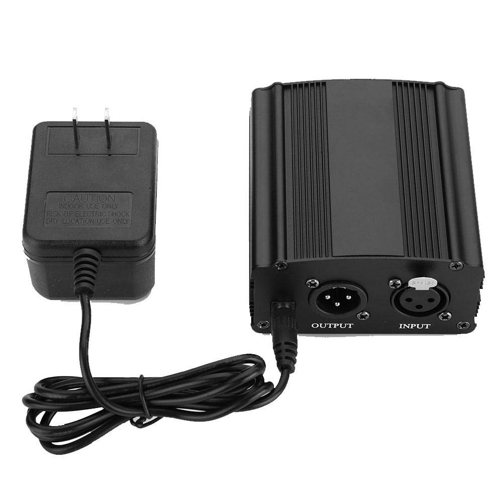 RANNYY Microphone Power Supply 48V Phantom Power Adapter for Condenser Microphones Mini 1-Channel US Regulations