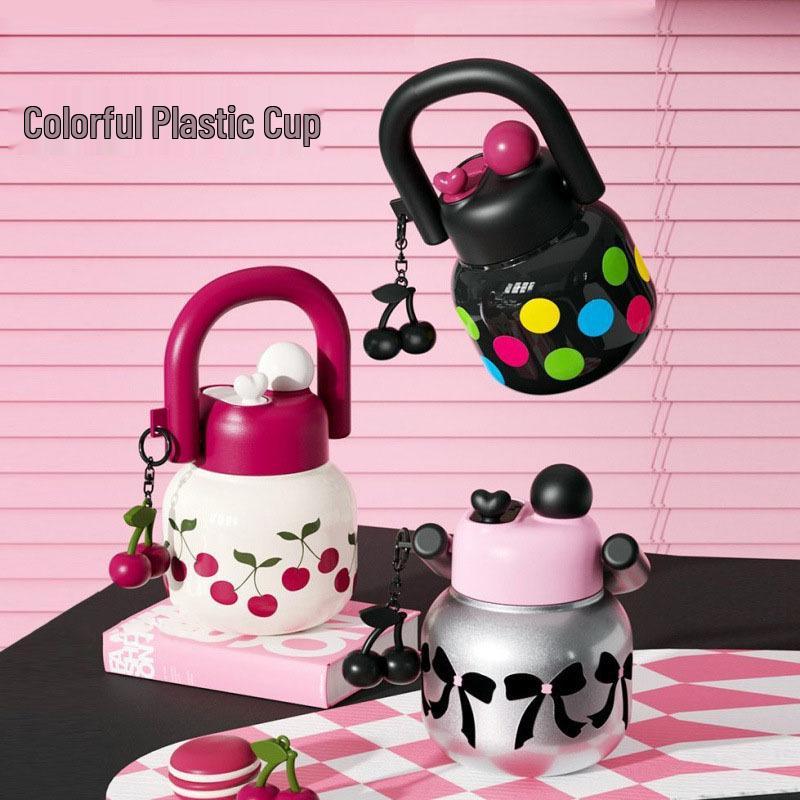 Double Drink Carry Pot: Stylish Large-Capacity Portable Plastic Cup for Students Cup Only