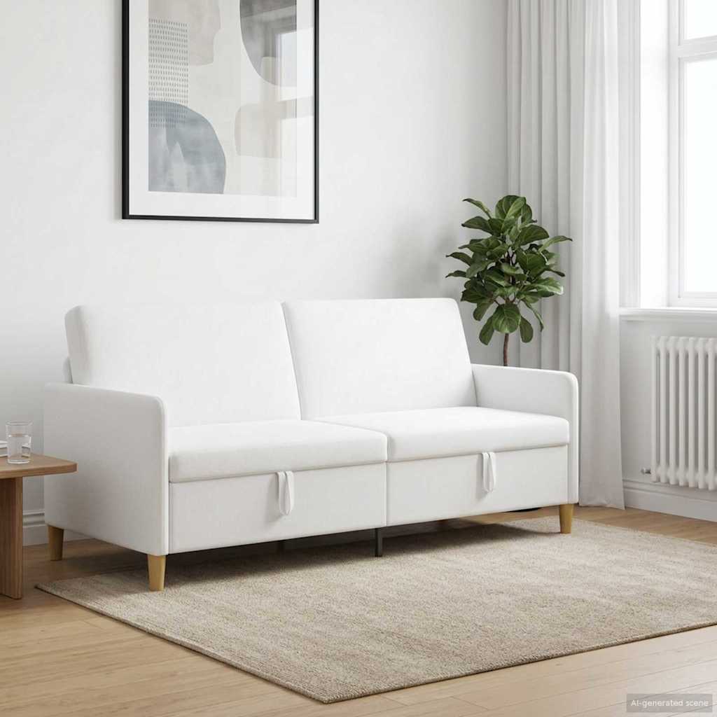 Storage Sofa in White 192 x 78 x 87 cm Polyester