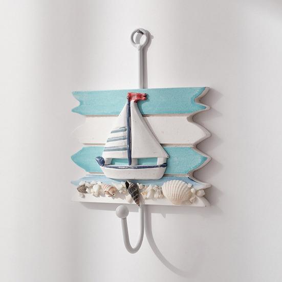 Kleiderhaken mit Aufhängelöchern Ohne Bohren Haken Marine Stil Eisen Wandhaken für Eingangsbereich Badezimmer Küche Schlüssel