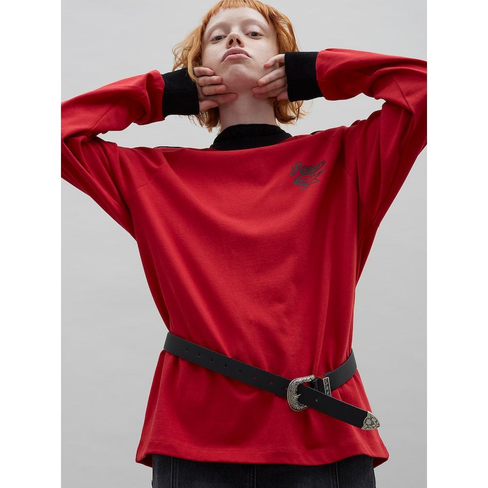 Saendeusaundeu Piping Detail Raglan Tshirt Red