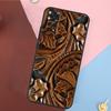 Brown Tooled Leather Pattern Cover For Xiaomi Redmi Note 13 14 Pro 12 11 9 10 9S 10S 11S 12S Redmi 14C 10C 12C 13C Case