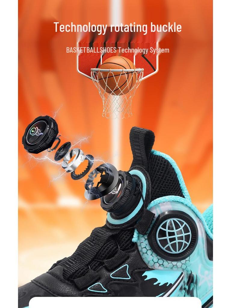 New Autumn Boys' Leather Basketball and Training Shoes for Primary Students, Trendy Design.